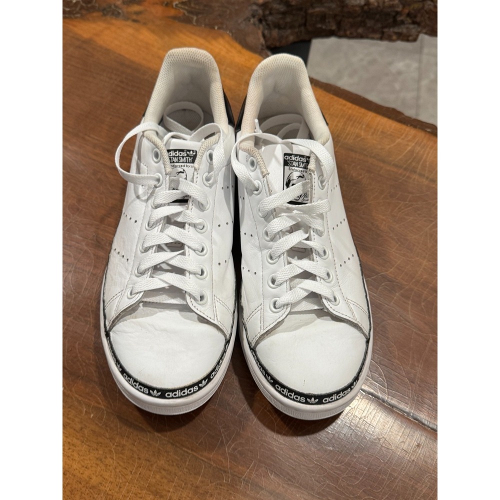 Adidas Stan Smith Leather Shoes White Black Logo Tape Men's/Women's
